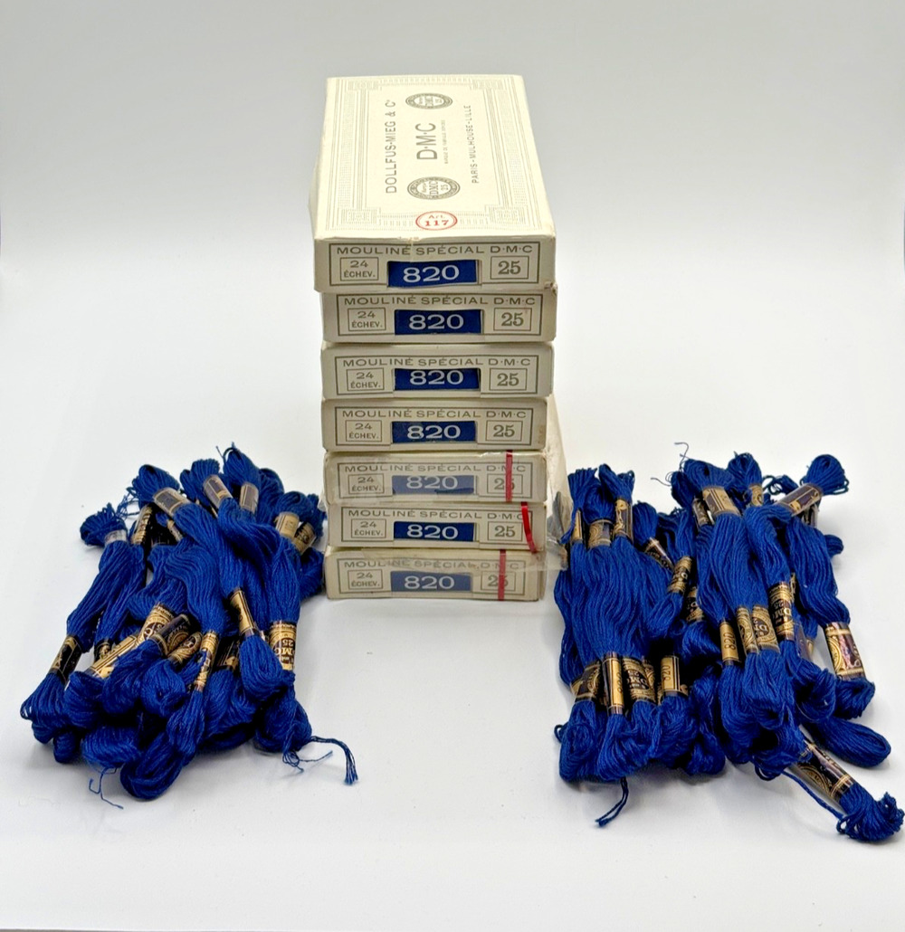 Vintage DMC Mouliné Special Embroidery Floss 820 Blue Art 117 Lot 216 France